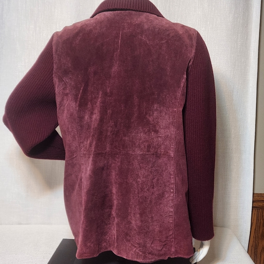 Denim & Co Genuine Leather Jacket Streetwear Studded Suede Knit Sleeve X… - Picture 6 of 9